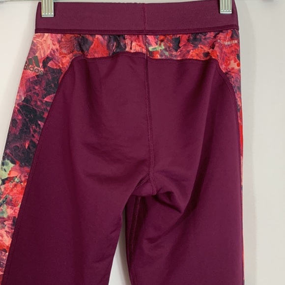 Adidas Climawarm Purple Floral Athletic Leggings - Picture 5 of 7